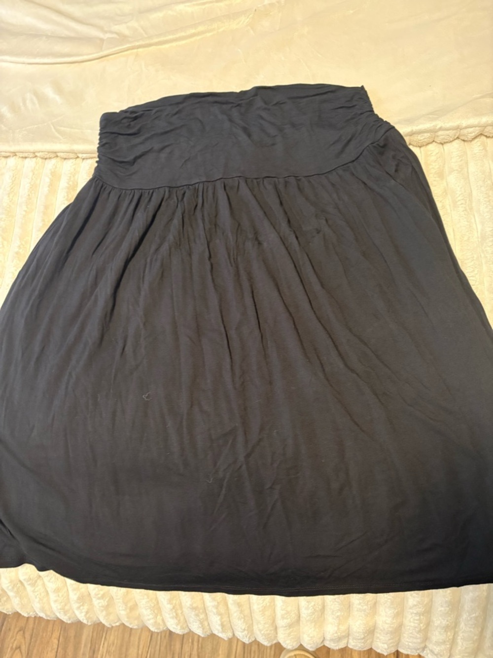 Women's Black Maxi Skirt with Fold-Over Waistband